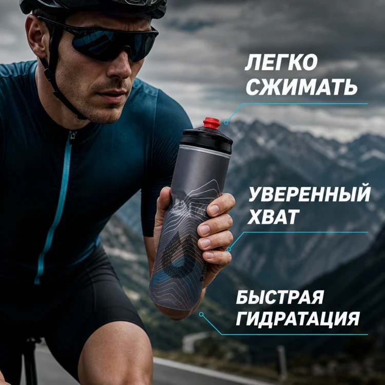 Бутылка HydraPak Polar Surge Ascent 700 мл черная PGB24G15