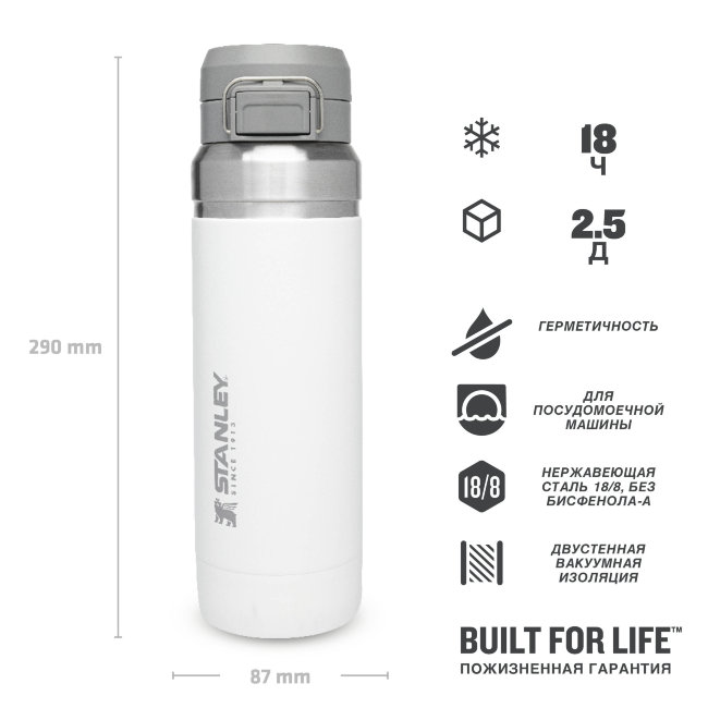 Термобутылка STANLEY GO Quick Flip™ 1,06L (10-09150-062) белая