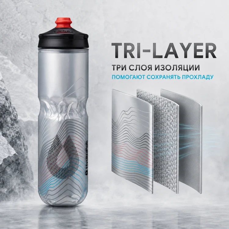 Бутылка HydraPak Polar Surge Ascent 700 мл серебристая PGB24G18