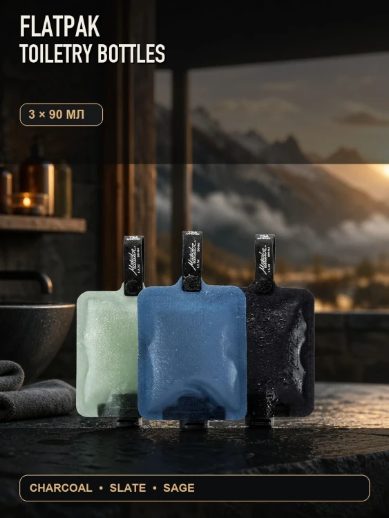 Набор из 3 флаконов Matador FlatPak Toiletry Bottle, 90 мл, разноцветный