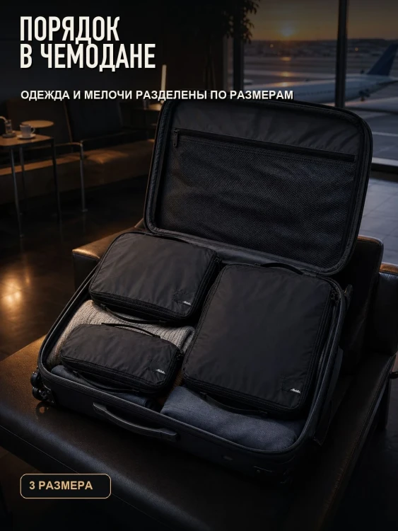 Набор органайзеров Matador Packing Cube Set 3 в 1, чёрный