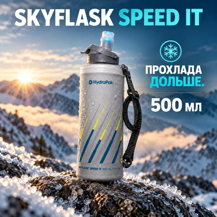 Мягкая бутылка HydraPak SkyFlask Speed IT 500 мл серая SPI460HP