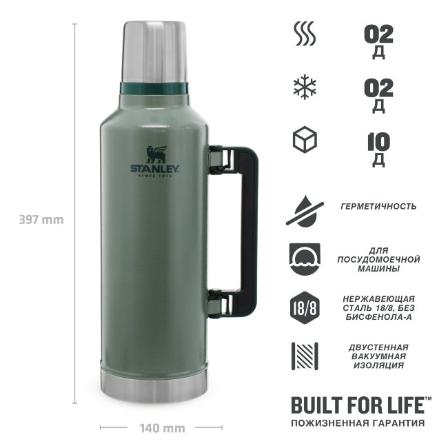 Термос STANLEY Classic 2,3L (10-07935-001) тёмно-зелёный