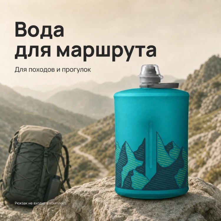 Мягкая складная бутылка для воды HydraPak Stow 1 л, голубая Glacier Blue