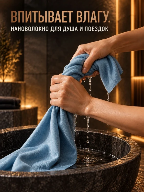 Полотенце туристическое Matador NanoDry Shower Towel, большое, голубое