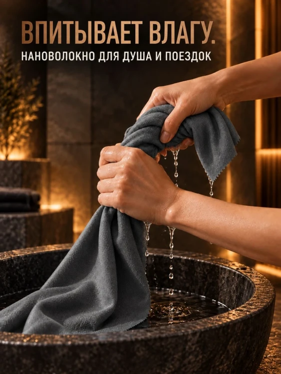 Полотенце туристическое Matador NanoDry Shower Towel, большое, гранит