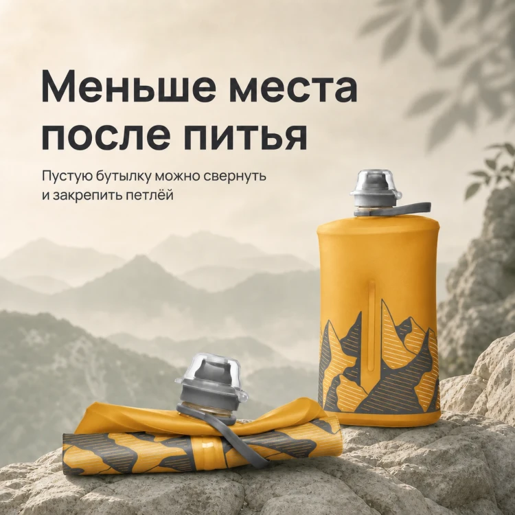 Мягкая складная бутылка для воды HydraPak Stow 1 л, желтая Golden Yellow