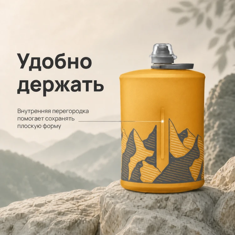Мягкая складная бутылка для воды HydraPak Stow 1 л, желтая Golden Yellow