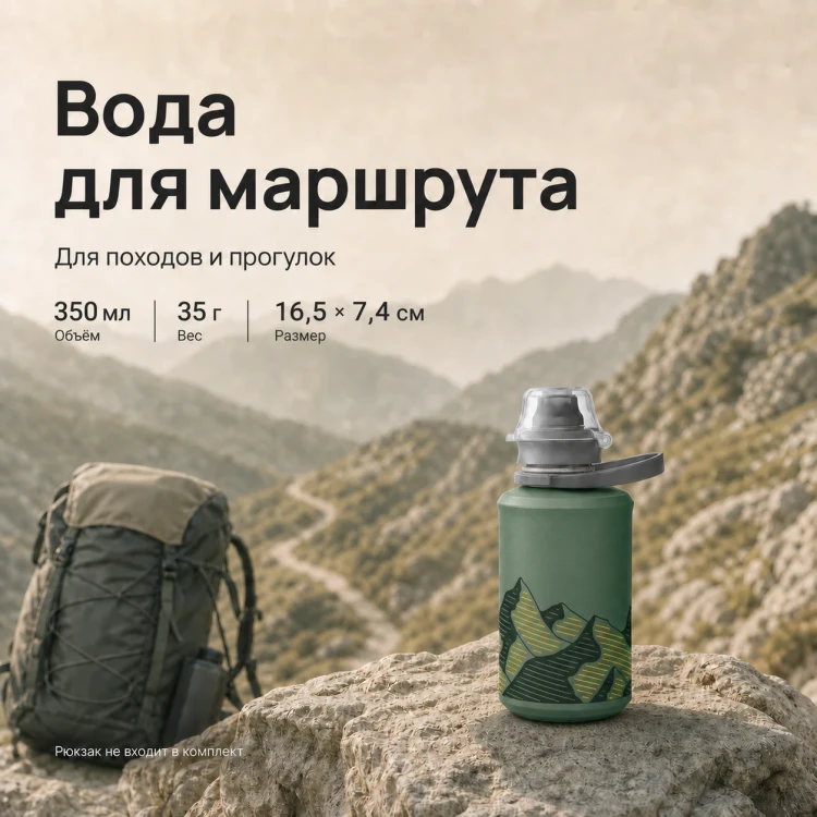 Мягкая складная бутылка для воды HydraPak Stow 350 мл зеленая Sage Green