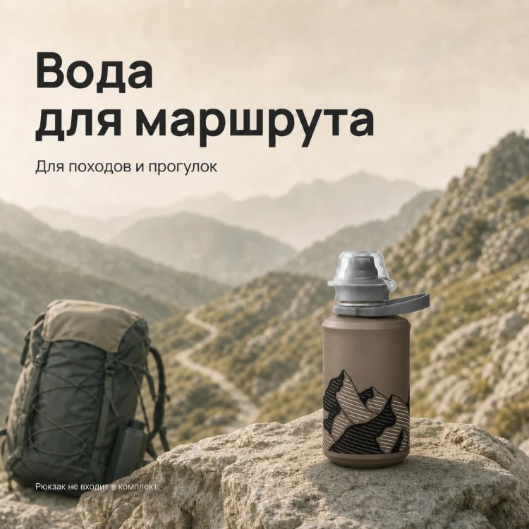 Мягкая складная бутылка для воды HydraPak Stow 350 мл серая Mammoth