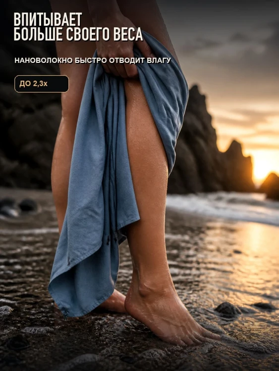 Полотенце туристическое Matador NanoDry Beach Towel, большое, голубое