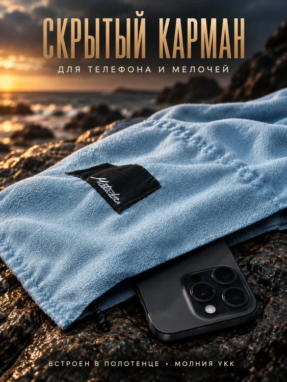 Полотенце туристическое Matador NanoDry Beach Towel, большое, голубое