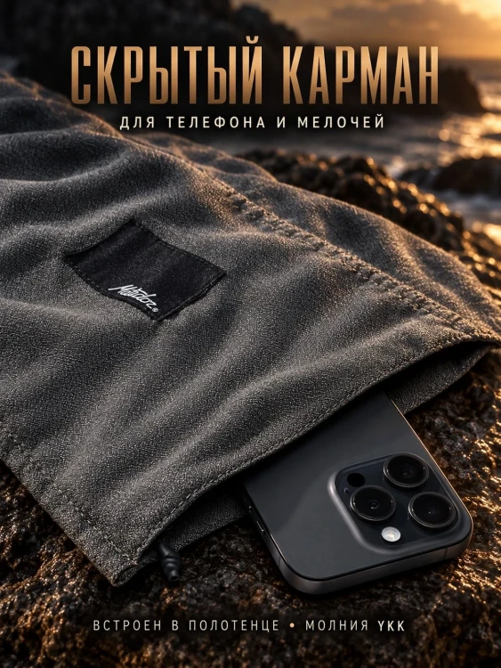 Полотенце туристическое Matador NanoDry Beach Towel, большое, серое