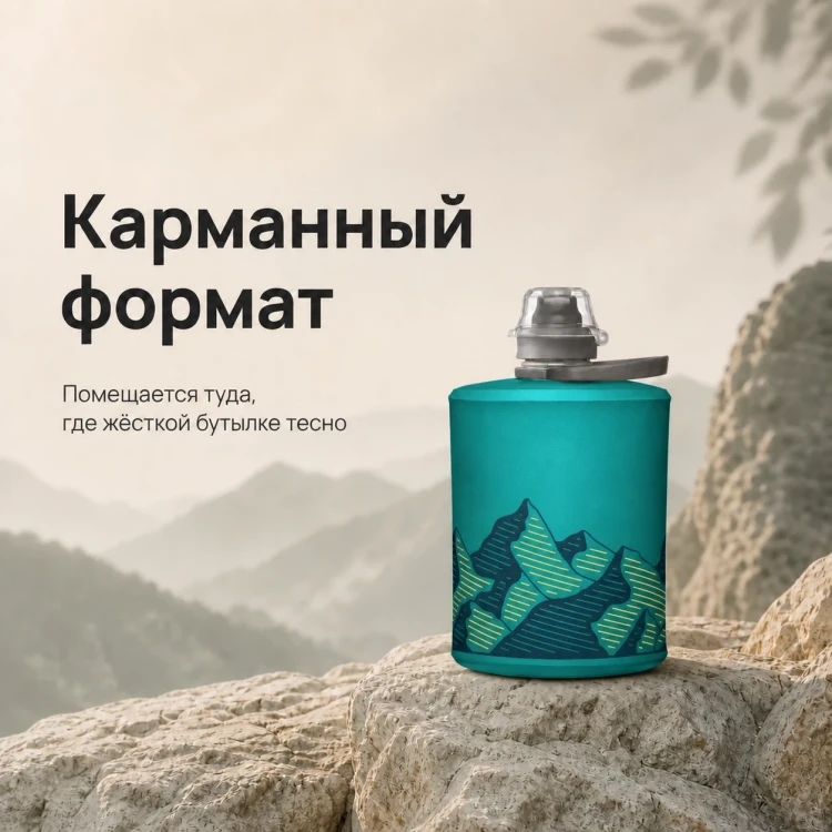 Мягкая складная бутылка для воды HydraPak Stow 500 мл голубая Glacier Blue