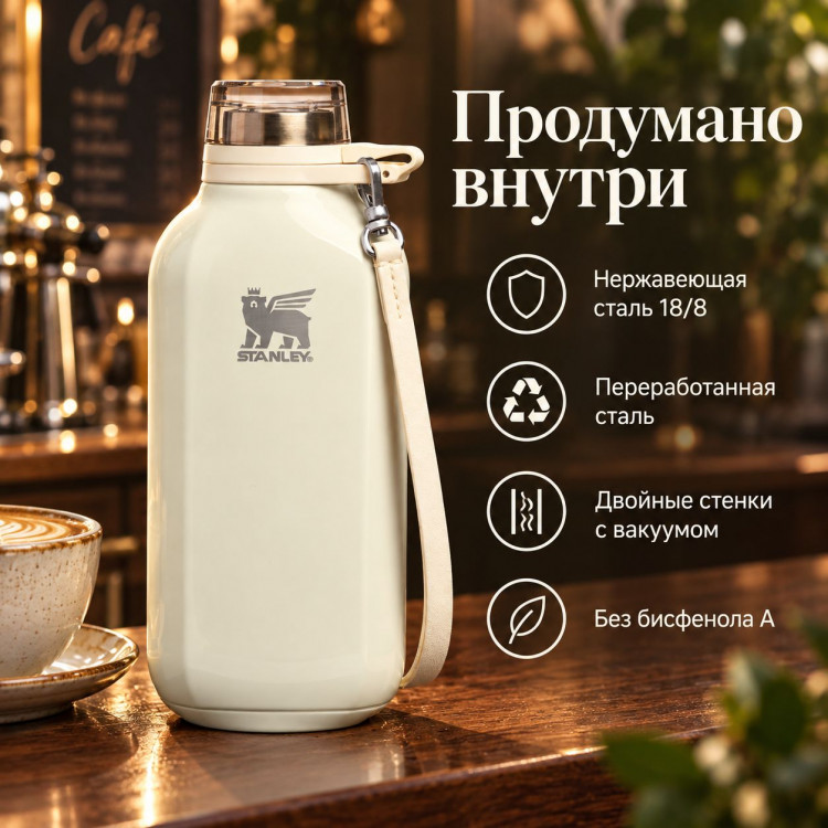 Термобутылка Stanley Clutch, 0,473 л, кремовая