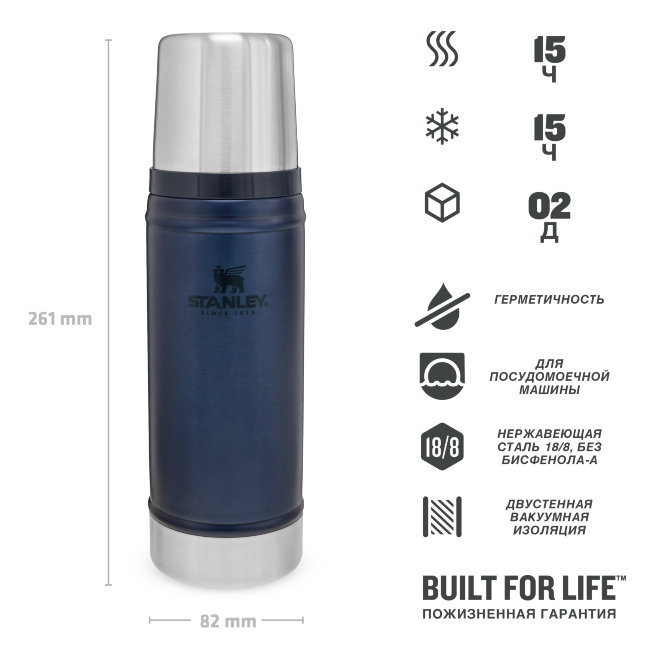 Термос STANLEY Classic 0,47L (10-01228-088) cиний