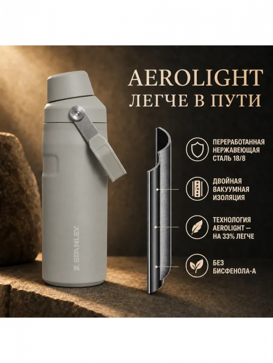 Термобутылка Stanley GO IceFlow, 0,47 л, серая