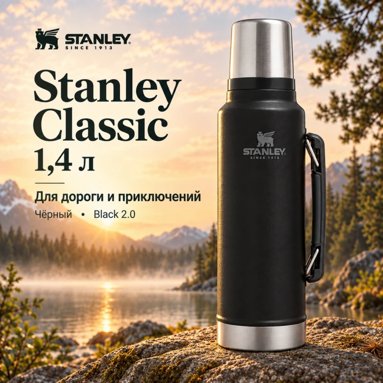 Термос Stanley Classic, 1,4 л, чёрный