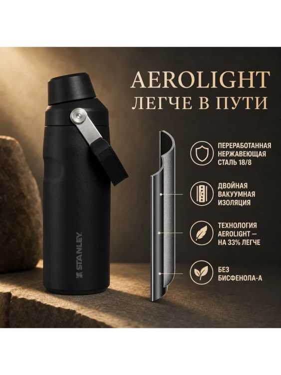 Термобутылка Stanley GO IceFlow, 0,47 л, чёрная