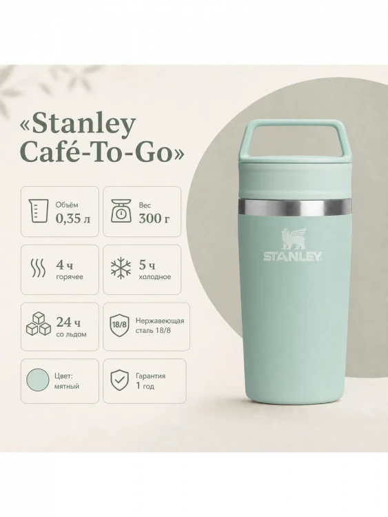 Термокружка Stanley Adventure, 0,35 л, мятная