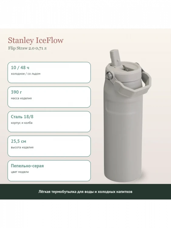 Термобутылка Stanley AeroLight 2.0, 0,7 л, пепельно-серая
