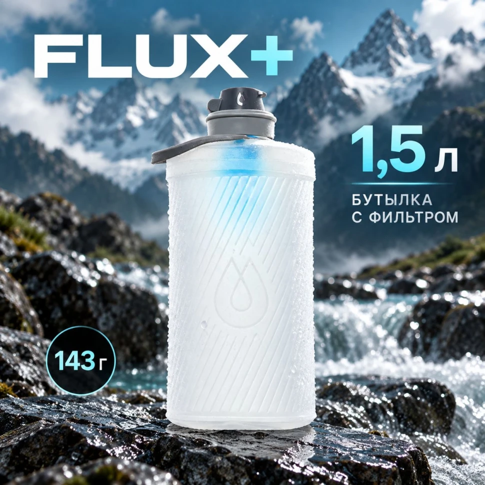 Складная бутылка Flux+ 1,5 л с фильтром