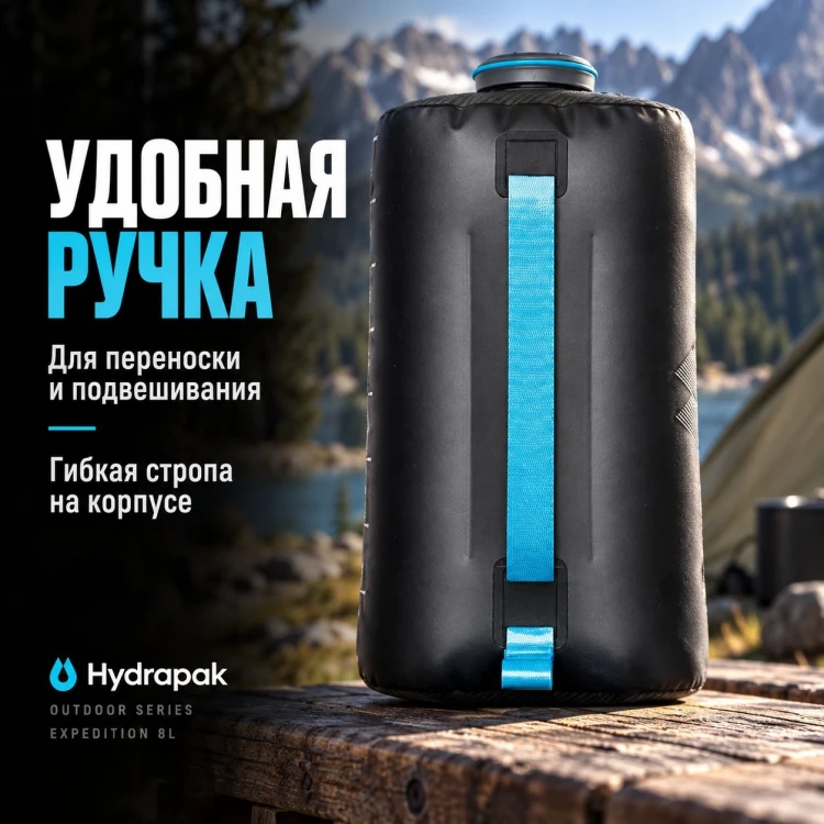 Канистра для воды HydraPak Expedition 8 л, с краном, серая