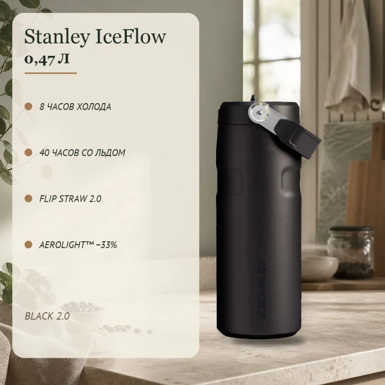 Термобутылка Stanley AeroLight, 0,47 л, чёрная