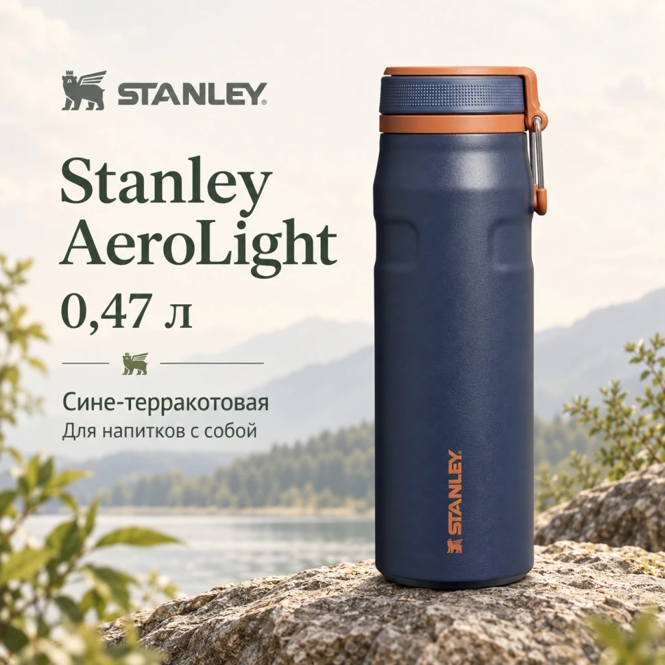 Термокружка Stanley AeroLight, 0,47 л, сине-терракотовая