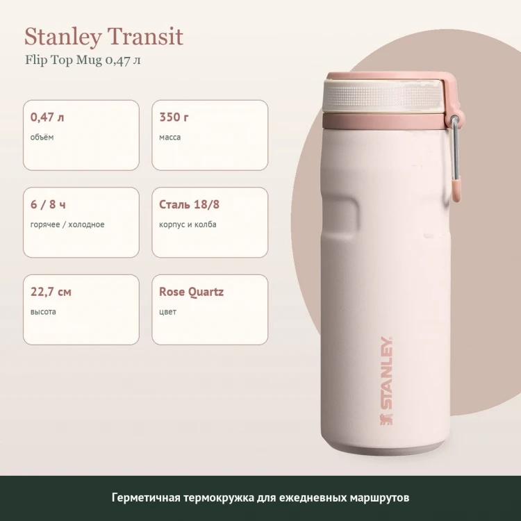 Термокружка Stanley AeroLight, 0,47 л, розовая