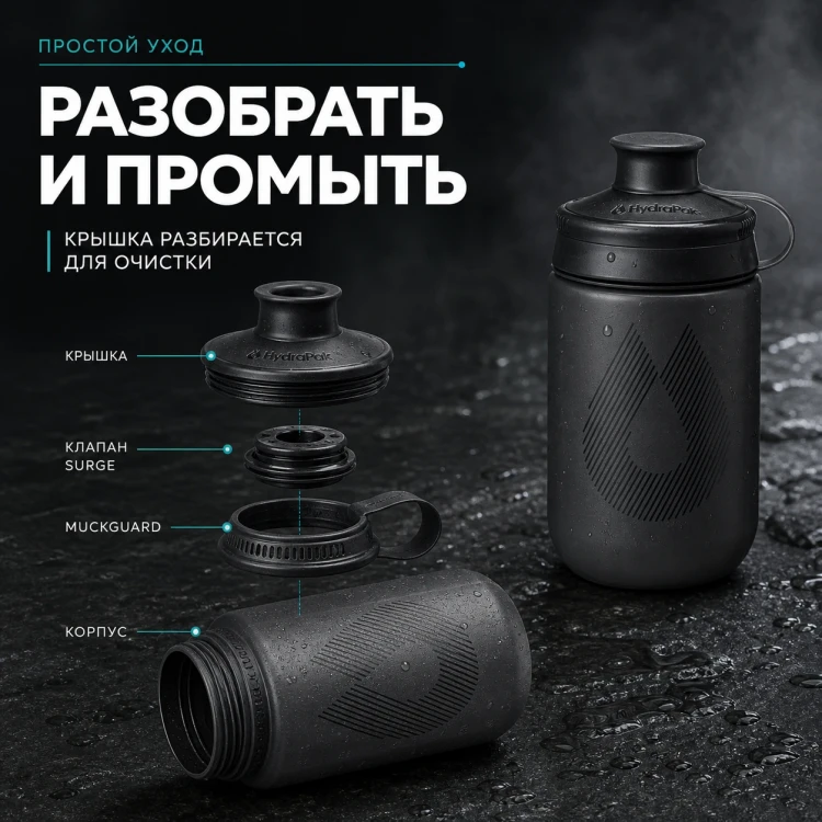 Набор велосипедных фляг HydraPak Breakaway Muck 440 мл, 2 шт., чёрный