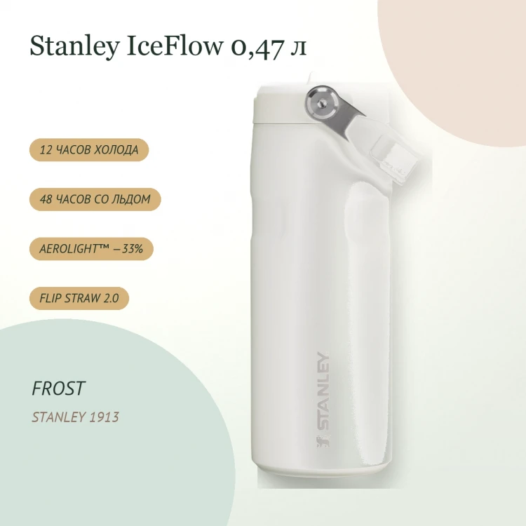 Термобутылка Stanley IceFlow Flip Straw 2.0, 0,47 л, Frost
