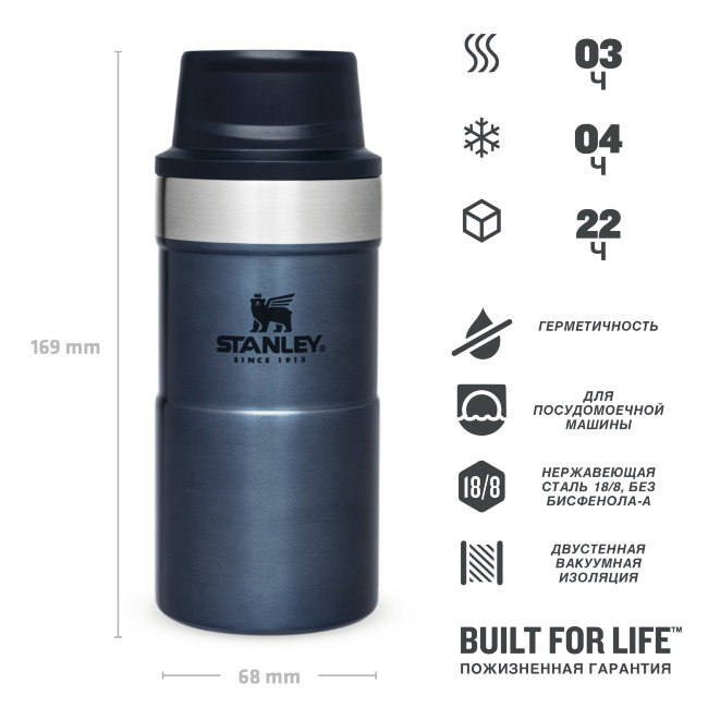 Термокружка STANLEY Classic Trigger Action 0,25L One hand 2.0 (10-09849-012) синяя Термокружка STANLEY Classic Trigger Action 0,25L One hand 2.0 (10-09849-012) синяя
