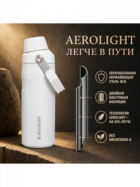 Термобутылка Stanley GO IceFlow, 0,47 л, белая