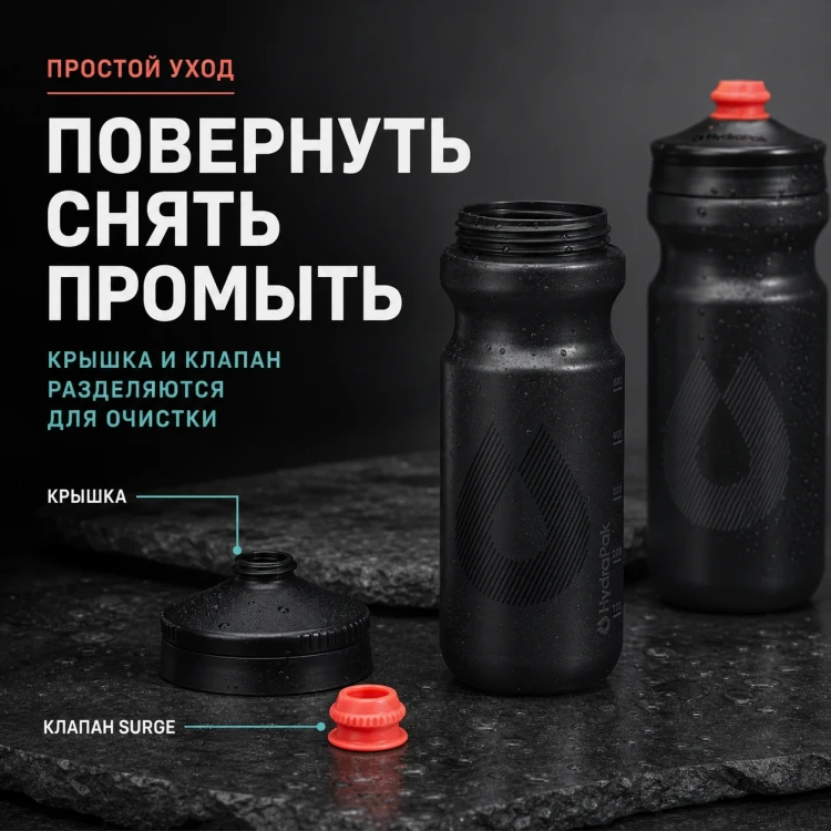 Набор велосипедных фляг HydraPak Breakaway Surge 600 мл, 2 шт., чёрный