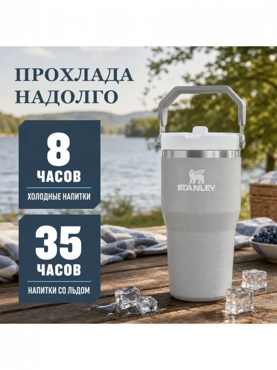 Термокружка Stanley IceFlow Flip Straw 2.0, 0,59 л, пепельно-серая