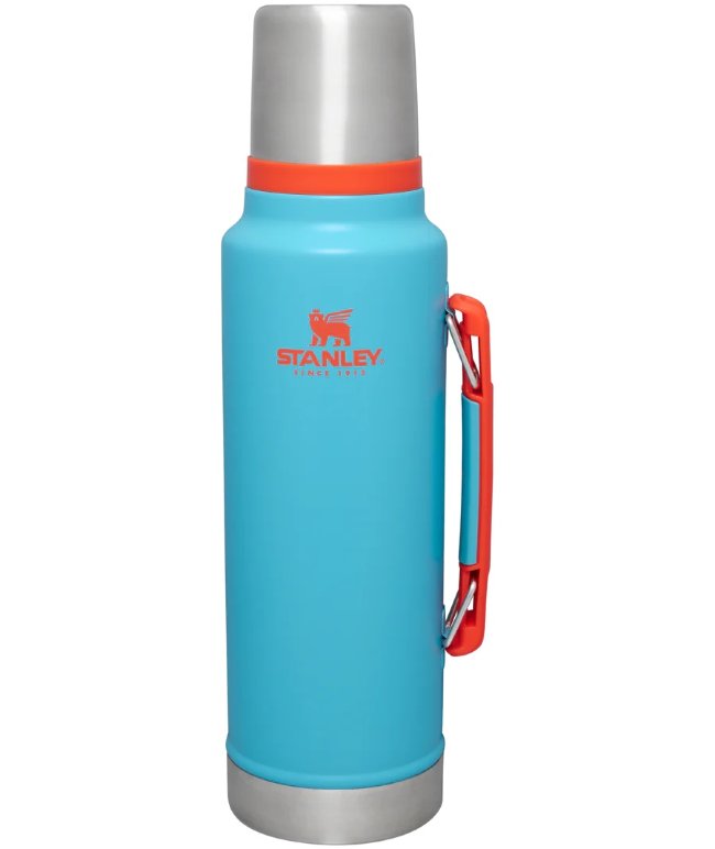 Термос STANLEY Classic 1,4L (10-12417-004) голубой, c оранжевым лого