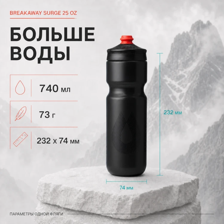 Набор велосипедных фляг HydraPak Breakaway Surge 740 мл, 2 шт., чёрный