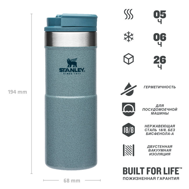 Термокружка STANLEY Classic Neverleak™ 0,35L (10-09855-009) голубая Термокружка STANLEY Classic Neverleak™ 0,35L (10-09855-009) голубая