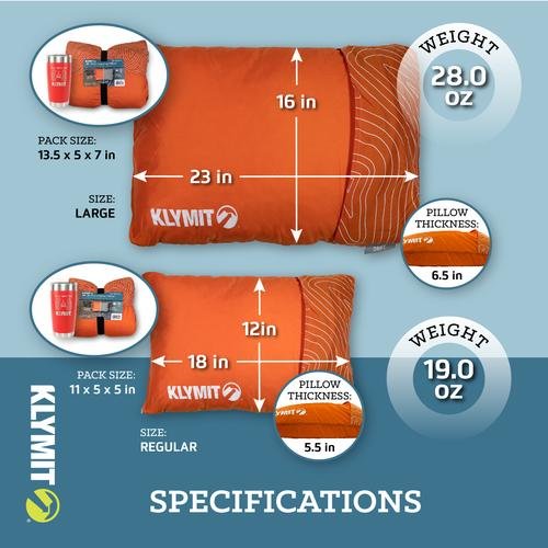 Подушка KLYMIT  Drift Camp Pillow Large (12DROR01D) оранжевая Подушка KLYMIT  Drift Camp Pillow Large (12DROR01D) оранжевая