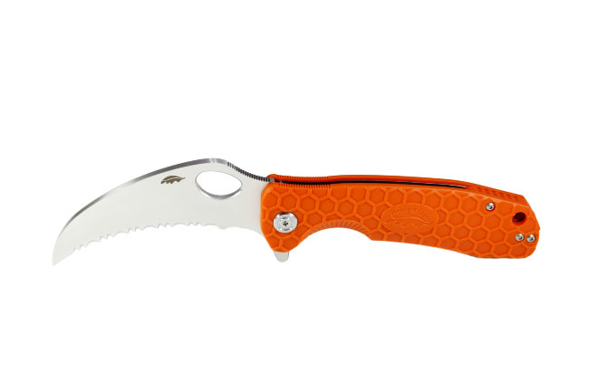 Нож Honey Badger Сlaw D2 L Serrated (HB1110) с ораенжевой  рукоятью