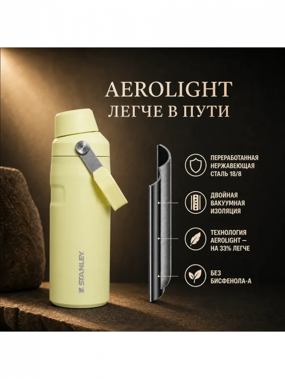 Термобутылка Stanley GO IceFlow, 0,47 л, жёлтая