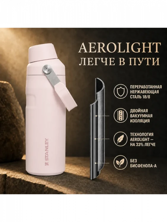 Термобутылка Stanley GO IceFlow, 0,47 л, розовая
