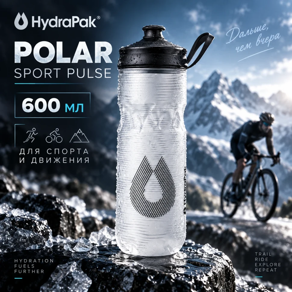 Бутылка HydraPak Polar Sport Pulse 600 мл белая PSB20F12