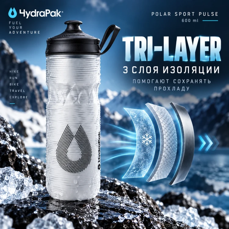 Бутылка HydraPak Polar Sport Pulse 600 мл белая PSB20F12