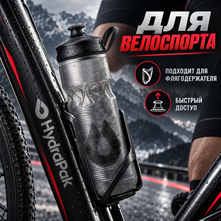 Бутылка HydraPak Polar Sport Pulse 600 мл черная PSB20F15