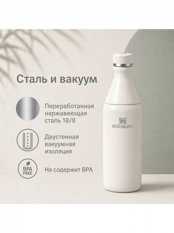 Термобутылка Stanley All Day Slim Bottle, 0,59 л, белая