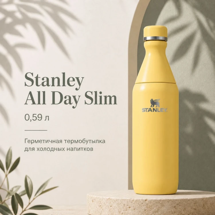 Термобутылка Stanley All Day Slim Bottle, 0,59 л, жёлтая