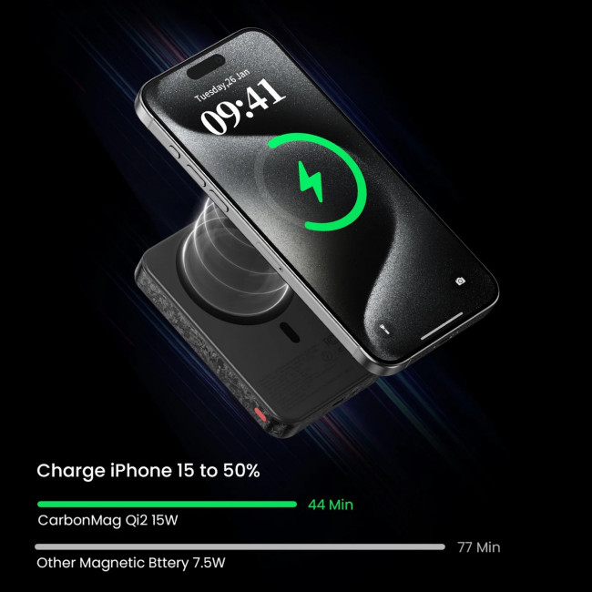 Магнитный портативный пауэрбанк SHARGE CarbonMag (C2)