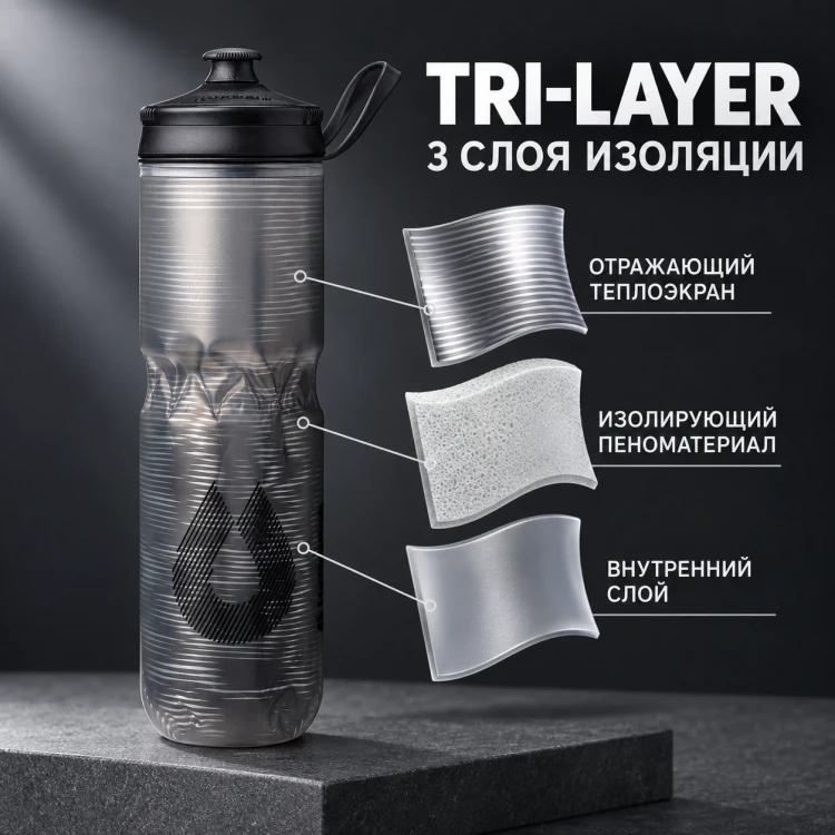 Бутылка HydraPak Polar Sport Pulse 700 мл черная PSB24F15